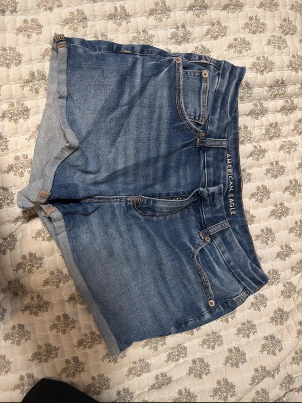 American Eagle Outfitters Medium Blue Denim Roll-Hem Shorts